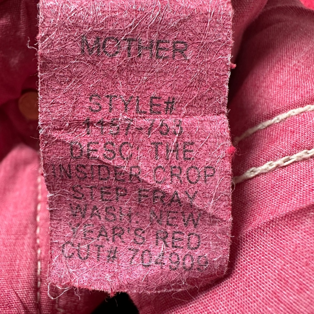 Mother The Insider Crop Step Fray Jeans Womens 30 New Year's Red Coated Denim - Picture 11 of 13